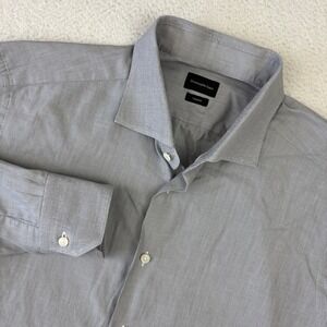 ERMENEGILDO ZEGNA 'Trofeo' Mens Dress Shirt 48/18 Gray Stripe LS Regular Fit EUC